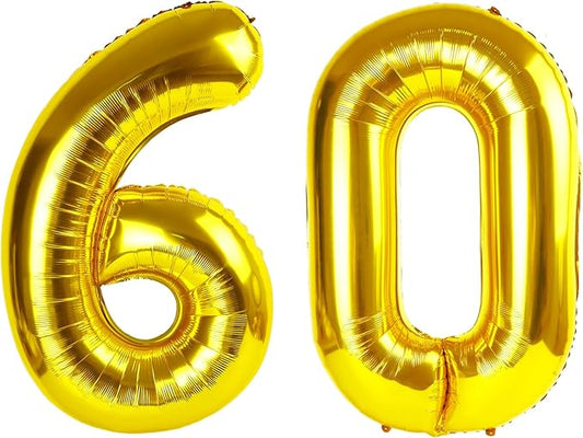 60Th Birthday Decorations For Men, Gold Party Decoration for Women Adults Parents, Big Number 60 Balloons for 60th Birthday Party Decorations