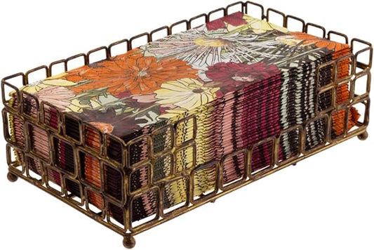 Boston International Paper Napkin Holder Caddy Dispenser for Kitchen Dining Buffet & Bar Countertops, 9" x 5.25" (Fits Guest Towel Size), Gold Square Links
