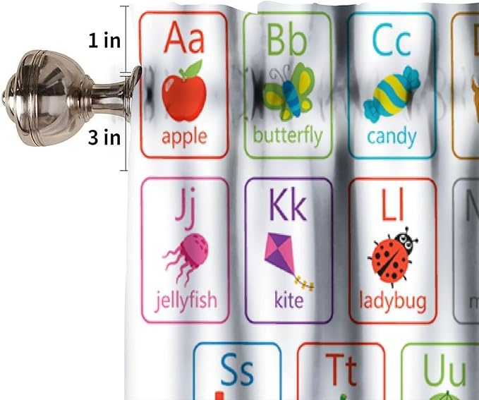 Kids ABC Alphabet Valance, Colorful Cartoon Style Educational Learning Letter Train Crayon Small Window Treatment for Kitchen Dining Room Bedroom Nursery Classroom, 54x18Inch