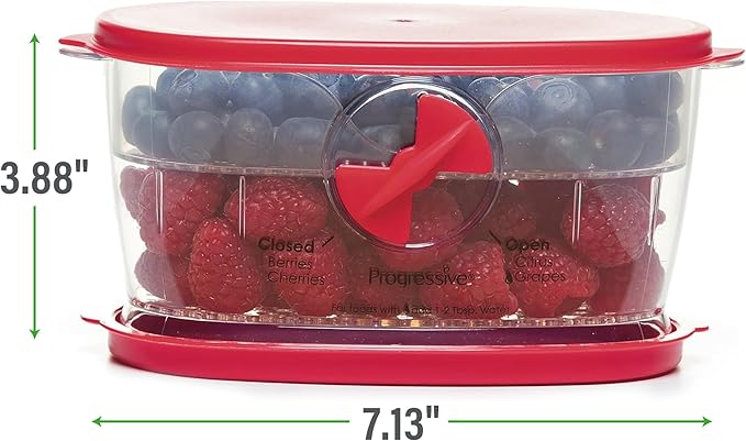 PrepSolutions Berry Keeper, Red – Freshness-Enhancing Storage for Berries and Small Fruits