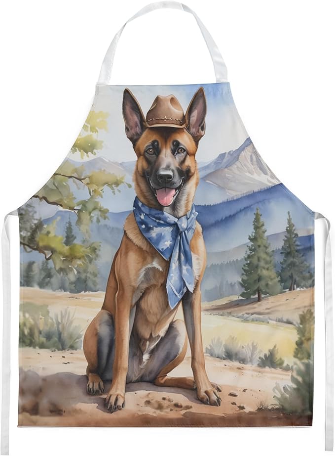 Caroline's Treasures Belgian Malinois Cowboy Welcome Apron Cooking Kitchen Server Baking Crafts Gardening for Adult Women Men, Unisex, Large, Multicolor