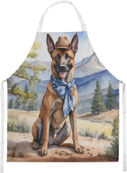 Caroline's Treasures Belgian Malinois Cowboy Welcome Apron Cooking Kitchen Server Baking Crafts Gardening for Adult Women Men, Unisex, Large, Multicolor