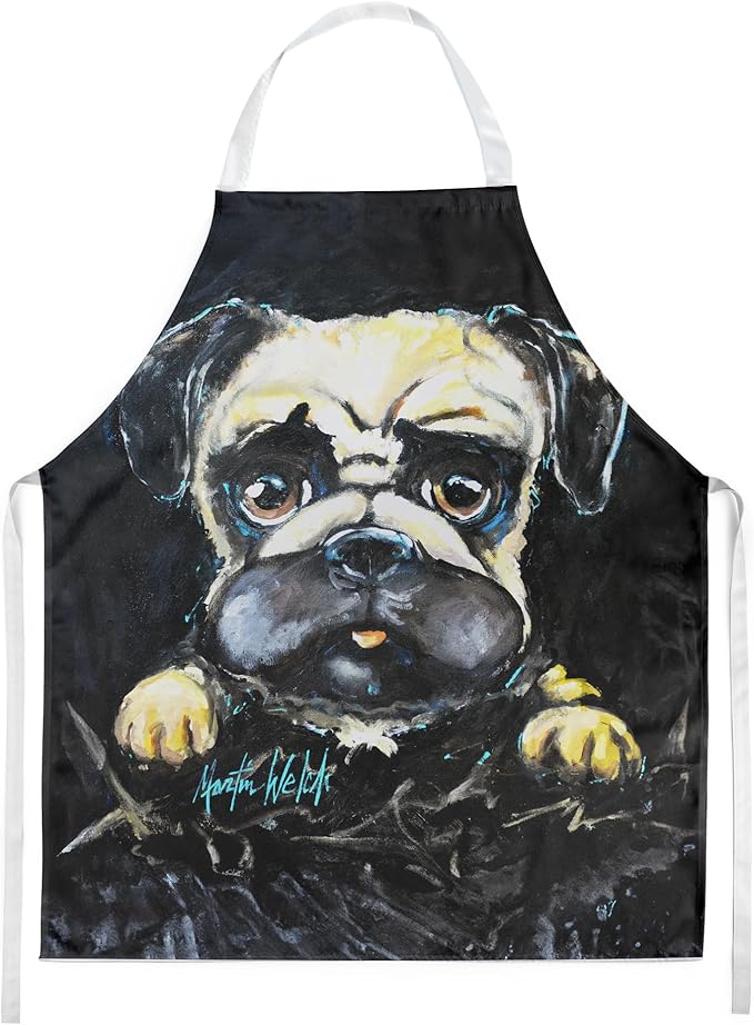 Caroline's Treasures Pug It Out Apron Cooking Kitchen Server Baking Crafts Gardening for Adult Women Men, Unisex, Large, Multicolor