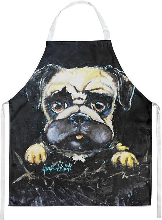 Caroline's Treasures Pug It Out Apron Cooking Kitchen Server Baking Crafts Gardening for Adult Women Men, Unisex, Large, Multicolor