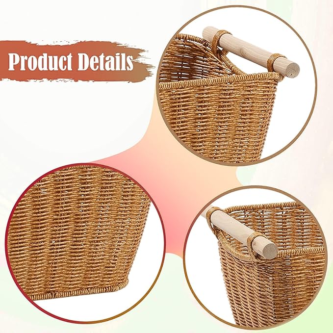 Fenteer Imitation Rattan Basket Storage Bin Decorative Container Woven Basket for Organizing for Home Kitchen Coffee Table Decoration