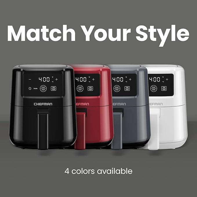CHEFMAN 2 Qt Mini Air Fryer – Digital Space-Saving Compact Air Fryer with Nonstick and Dishwasher Safe Basket, Quick & Easy Meals in Minutes, Features Digital Timer and Shake Reminder – White