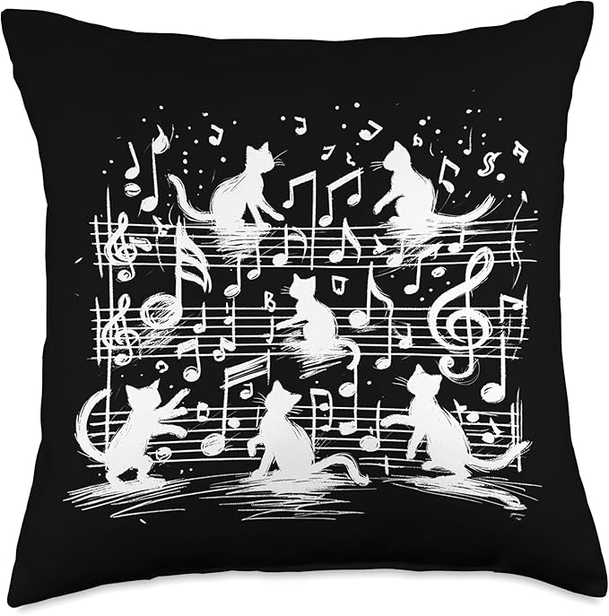Cat Sheet Music Cute Animals Classic Musician Player Funny Throw Pillow