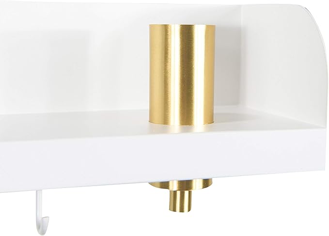 Bloomingville 15.75 in.W Metal Wall Shelf with Light, USP, and 3 Hooks