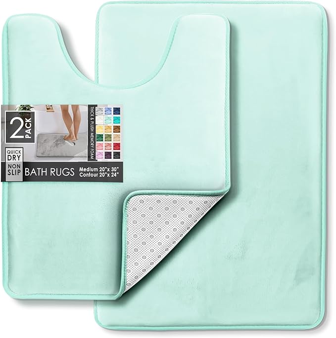 Clara Clark Bathroom Rugs, Velvet Memory Foam Bath Mat, Non-Slip Bath Rugs, Machine Wash, Dries Quickly, Ultra Soft Plush Bath Mats for Bathroom,