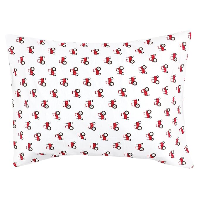 Hudson Baby Unisex Baby and Toddler Cotton Toddler Pillow Case, Tractor and Cow, One Size