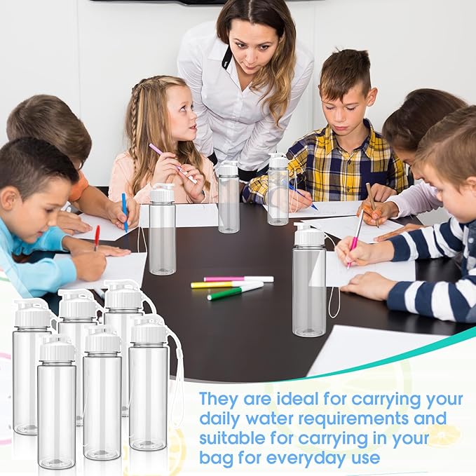 Mifoci 20 Pieces Water Bottle Bulk 17 oz Plastic Water Bottles Bulk Gym Sports Adults Reusable Large Bottles with Leak Proof Flip Top for Party Outdoor (White)