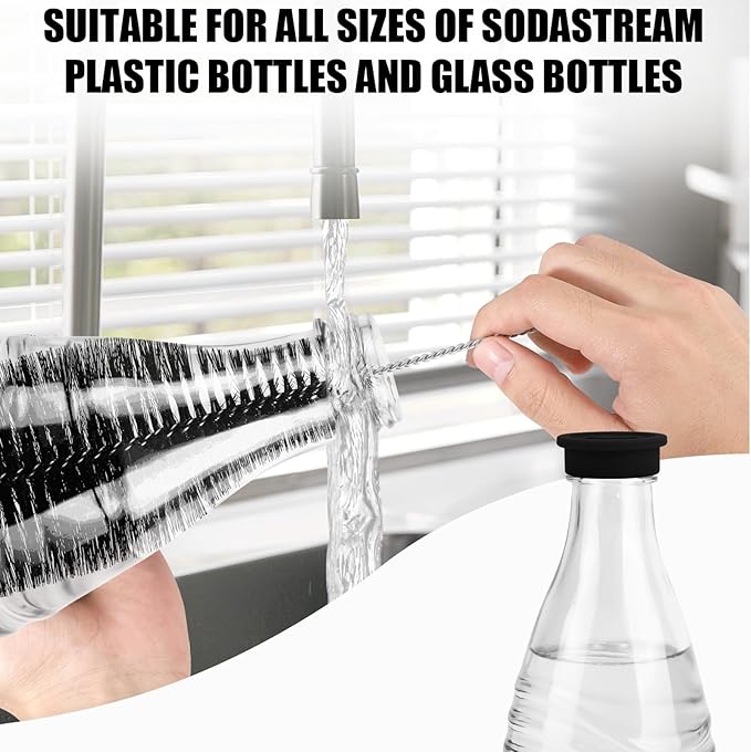 2pcs Bottle Brush for SodaStream, Cleaning Brush with Soft Anti-Scratch Bristles Soda Bottle Cleaner Washing Tool Home Kitchen Use