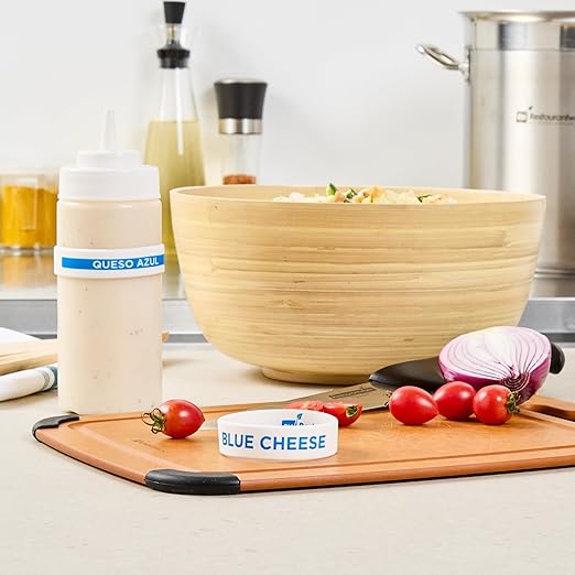 Restaurantware Silicone Squeeze Bottle Band 10 Count 2.75 Inch Dishwasher Safe Condiment Identification Band, Blue Cheese White Non-Slip Label Band for Condiment Labeling at Restaurants, Food Trucks