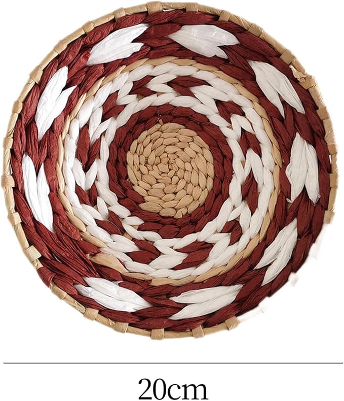 Duiaynke Woven Decor, Hanging Baskets Unique Tapestry for Hallway Bedroom Living Room Home Decorations (Red 20cm)