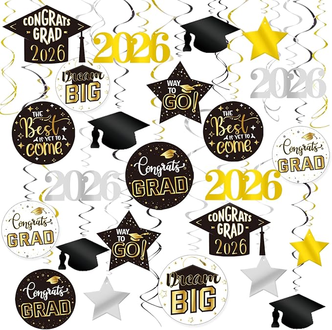 GOER 30 Pcs 2026 Graduation Party Supplies,Hanging Swirls for Graduation Party Decorations