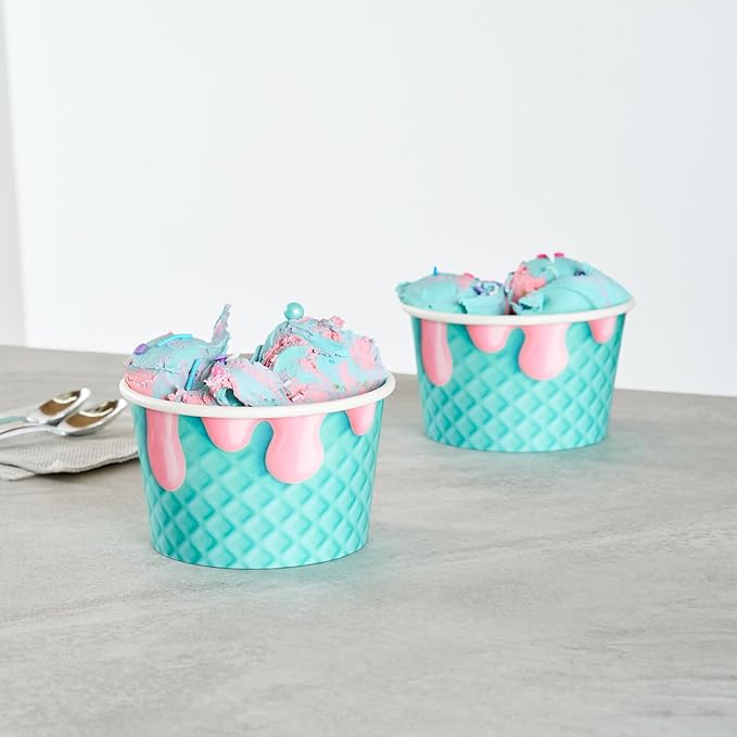 Restaurantware Ice Cream Cups 50 Pack of 8 oz Leak-Resistant Disposable Dessert Bowl Frozen Yogurt Cup Round Paper Container For Cold And Hot Desserts