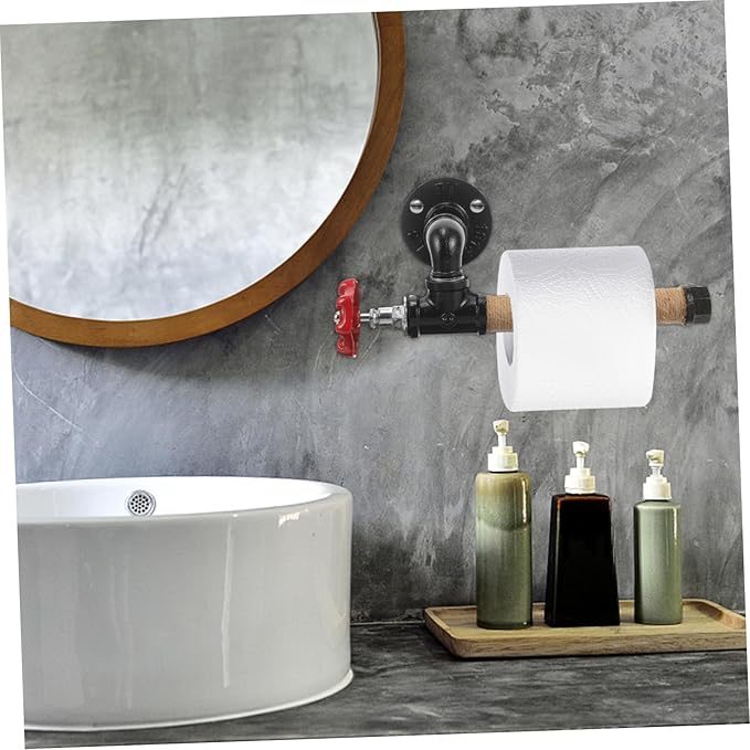 Angoily Iron Pipe Wall Bracket Rustic Industrial Towel Shelf for Bathroom Kitchen Towel -Mounted Paper Holder Elegant