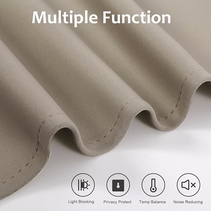 WdFour French Door Curtain - Blackout Thermal Insulated Door & Window Cover for Front/Side Doors - Noise Reducing & Energy Saving - Mocha, 30x80 Inches, 1 Panel