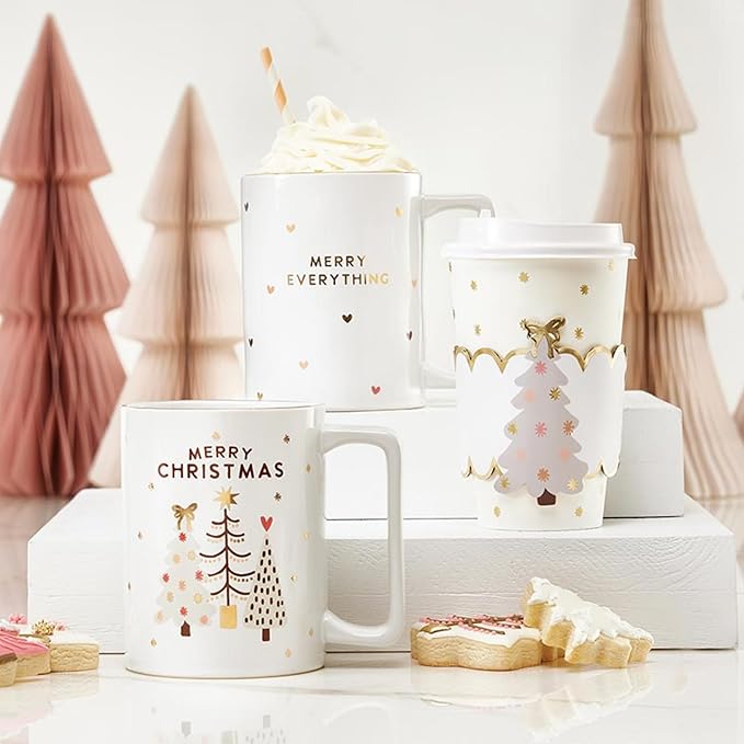 Santa Barbara Design Studio Holiday Ceramic Mug with Gold Foil Detail, 16-Ounces, Merry Christmas