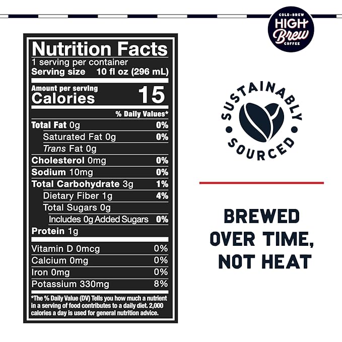 High Brew Coffee,Nitro Black,Cold Brew Coffee,Sugar Free,Dairy Free,10 Fl Oz,Ready-To-Drink,(Pack of 24)