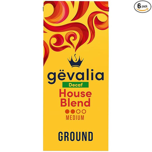 Gevalia House Blend Decaf Medium Roast Ground Coffee,12 oz Bag,(Pack of 6)