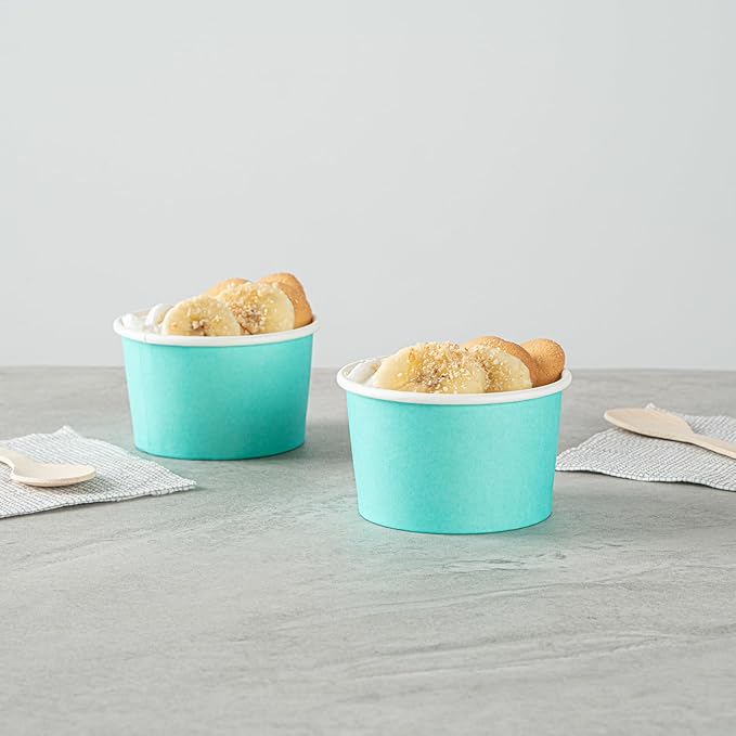 Restaurantware Blue 50 Count To Go Cup Disposable 3 x 3 x 1.8 Inches Paper Mini Cup Grease-Resistant Cup Recyclable Durable Design