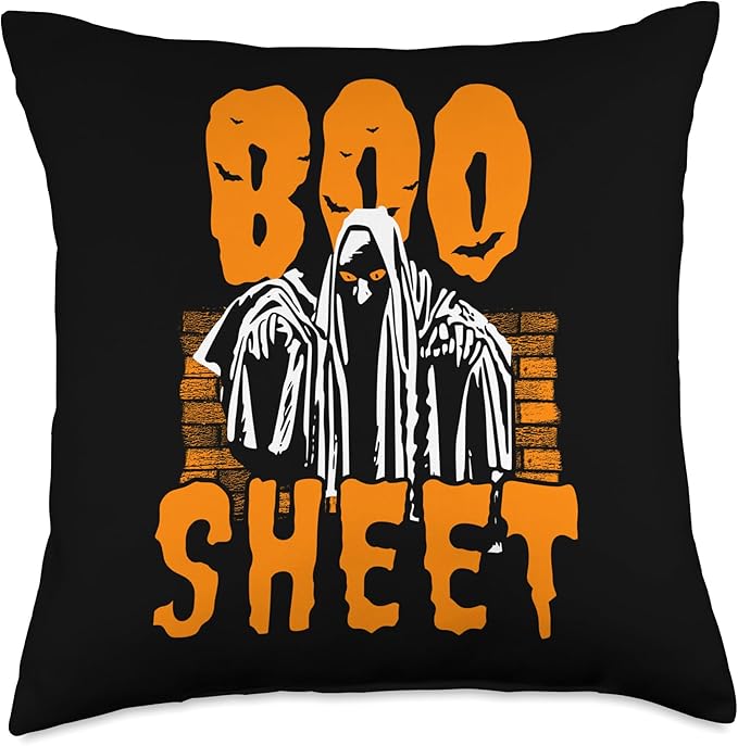 Boo Sheet Funny Creepy Ghost Scary Halloween Humour Costume Throw Pillow