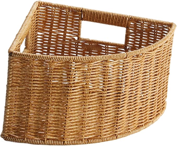 Corner Storage Basket Triangle Storage Box Lightweight with Handle Space Saving Accessory Organizer for Bathroom Magazines , S