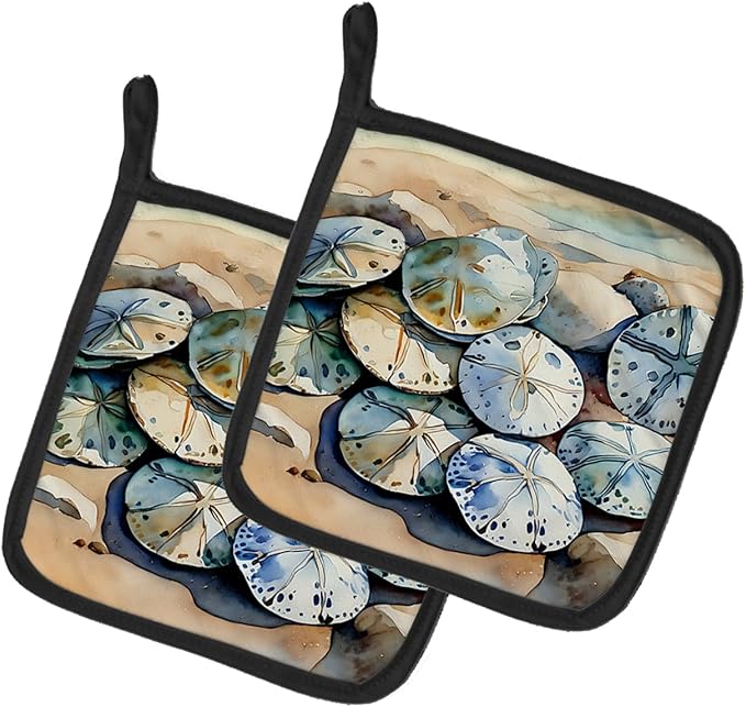Caroline's Treasures Sand Dollars Pair of Pot Holders Kitchen Heat Resistant Pot Holders Sets Oven Hot Pads for Cooking Baking BBQ, 7 1/2 x 7 1/2