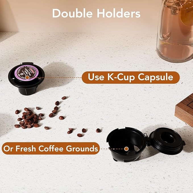 Single Serve Coffee Maker – Brew with Coffee Pods & Grounds, Compatible with Kcup Coffee Pods, Small Sizes Up to 6 8 10 12 14 Oz, 14 Oz Water Reservoir, Easy to Clean for Office Travel Home, Black