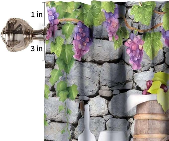 Wine Kitchen Valance, Vineyard Harvest Grapevine Wine Barrel Farmhouse Spring Summer Short Window Drapes for Dining Resturant Party Outdoor Garden Decor, 54x18Inch