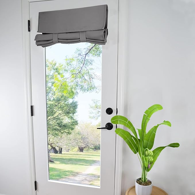 WdFour French Door Curtain - Blackout Thermal Insulated Door & Window Cover for Front/Side Doors - Noise Reducing & Energy Saving - Dark Gray, 34x70 Inches, 1 Panel
