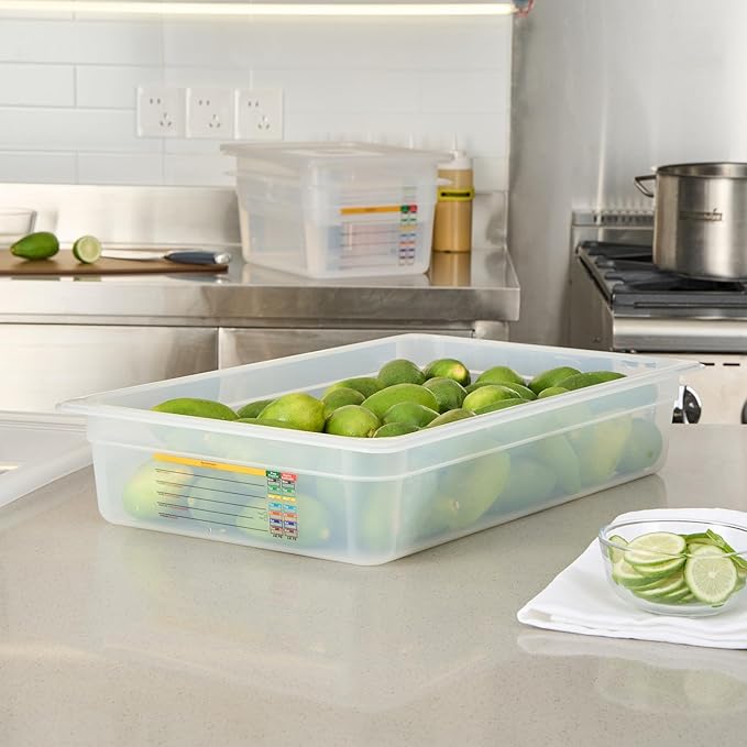 Restaurantware Food Storage Container 10 Pack of 20.7 x 12.6 x 3.9 Inches Plastic Stackable Storage Box White Reusable Label Container Dishwasher Safe For Restaurants And Kitchens
