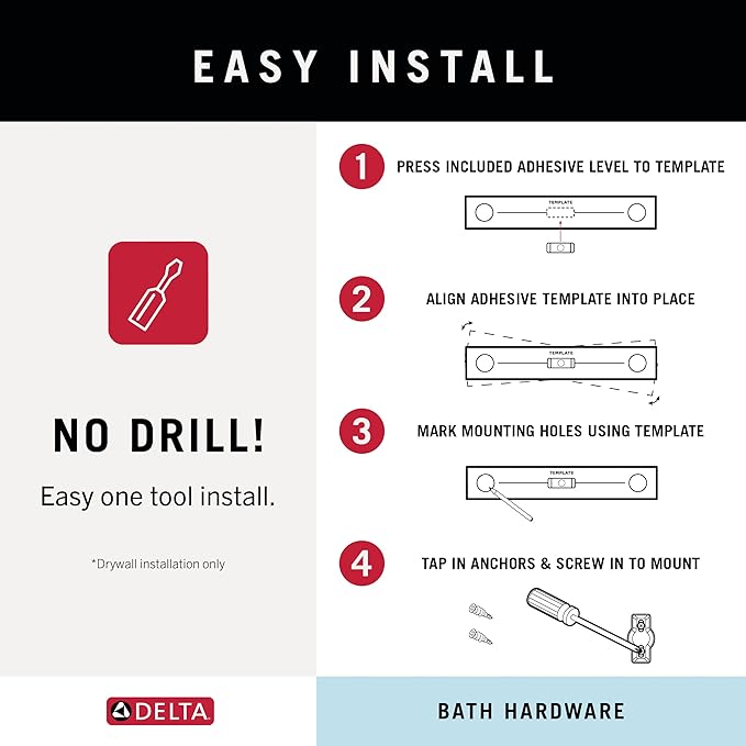 Delta Arvo (1-Pack) 18'' w/ 6" Extender Towel Rack for Bathroom SpotShield Brushed Nickel Extendable 18-24" Towel Bar for Bathroom Wall Towel Holder Rod Wall Mounted ARV18-DN