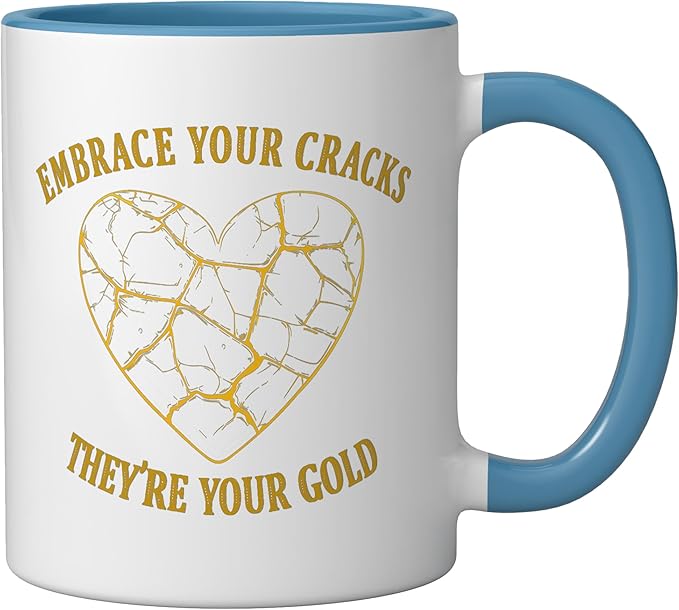 Pottery Kintsukuroi Japanese Artistry Kintsukuroi Kintsugi Ceramic Mug, Blue/White