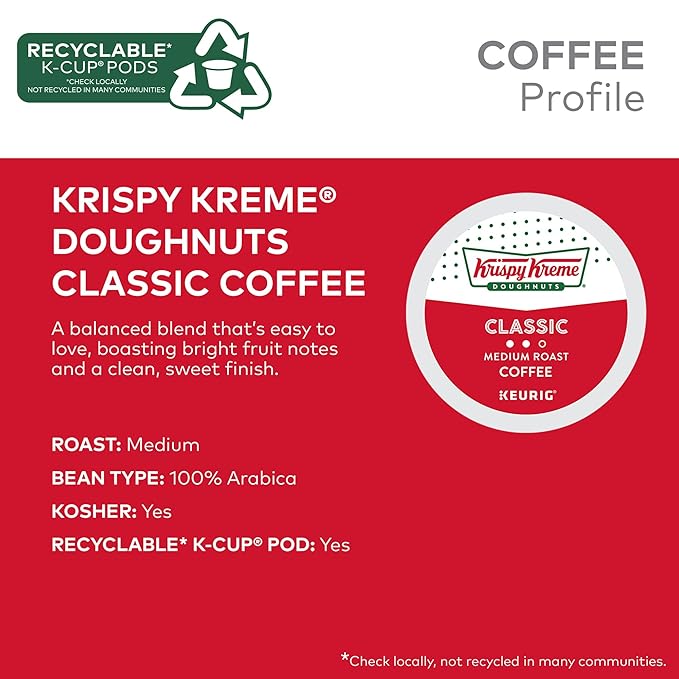 Krispy Kreme Classic Coffee, Keurig Single Serve K-Cup Pods, Medium Roast, 96 Count