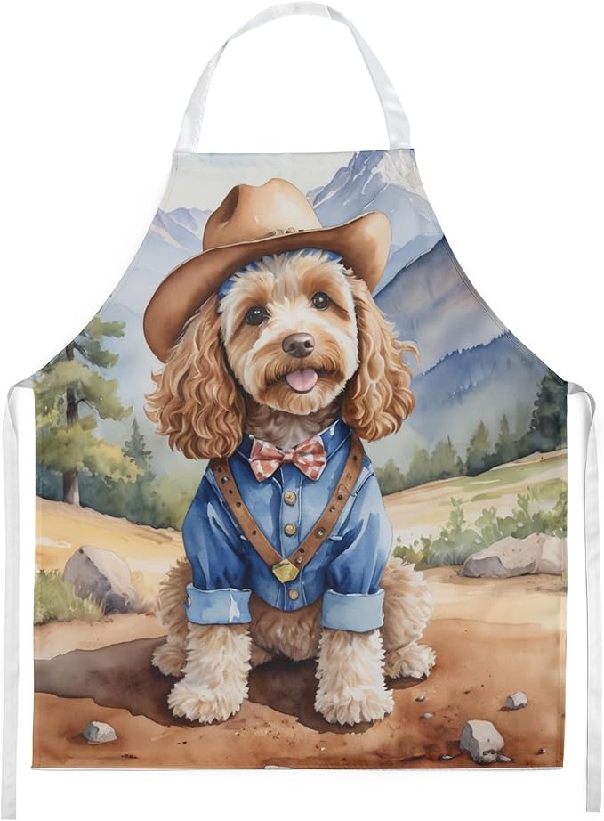 Caroline's Treasures Cockapoo Cowboy Welcome Apron Cooking Kitchen Server Baking Crafts Gardening for Adult Women Men, Unisex, Large, Multicolor