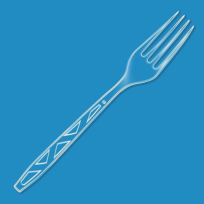 Amazon Basics Disposable Clear Plastic Forks, Premium Quality, BPA-Free, for Everyday Use, Party Supply, Events, 100 Count