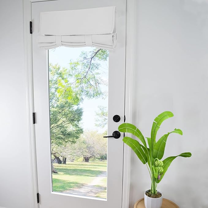 WdFour French Door Curtain - Blackout Thermal Insulated Door & Window Cover for Front/Side Doors - Noise Reducing & Energy Saving - Greyise White, 30x70 Inches, 1 Panel