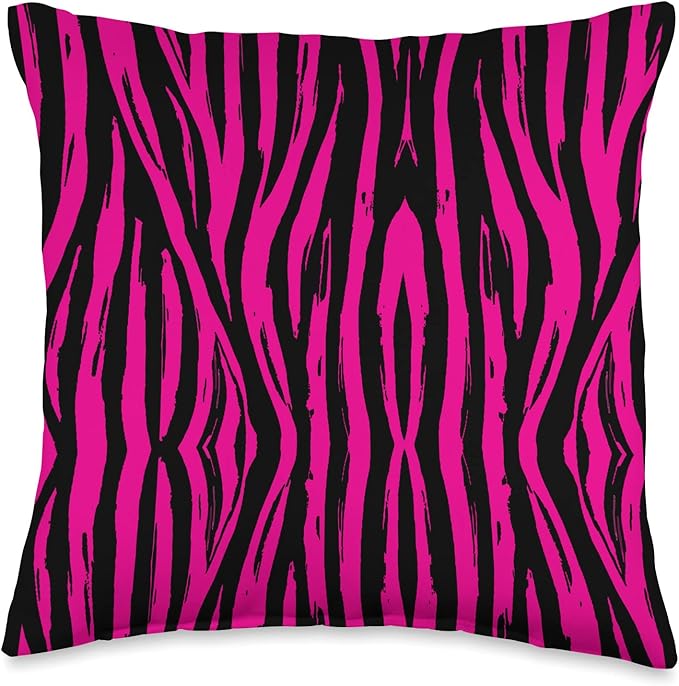 Pink Zebra Pattern Print Wild Life Safari Animal Throw Pillow