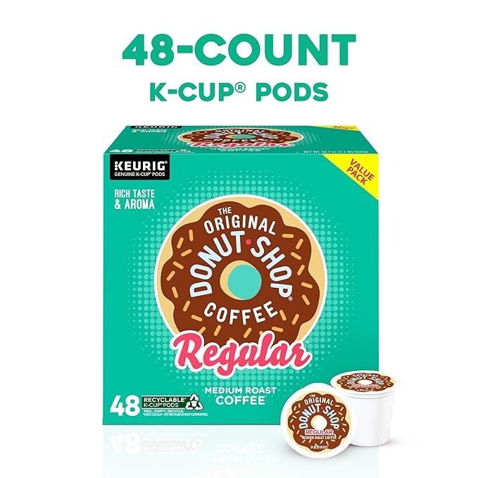 The Original Donut Shop Regular Keurig Single-Serve K-Cup Pods, Medium Roast Coffee, 48 Count, Pack of 4