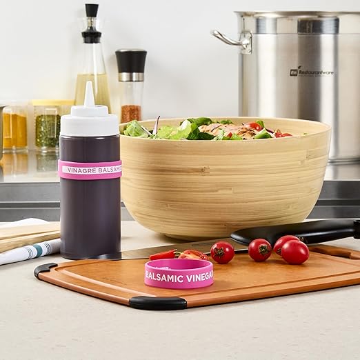 Restaurantware Silicone Squeeze Bottle Band 10 Count 2.75 Inch Dishwasher Safe Condiment Identification Band, Balsamic Vinegar Purple Non-Slip Band for Condiment Labeling at Restaurants, Food Trucks