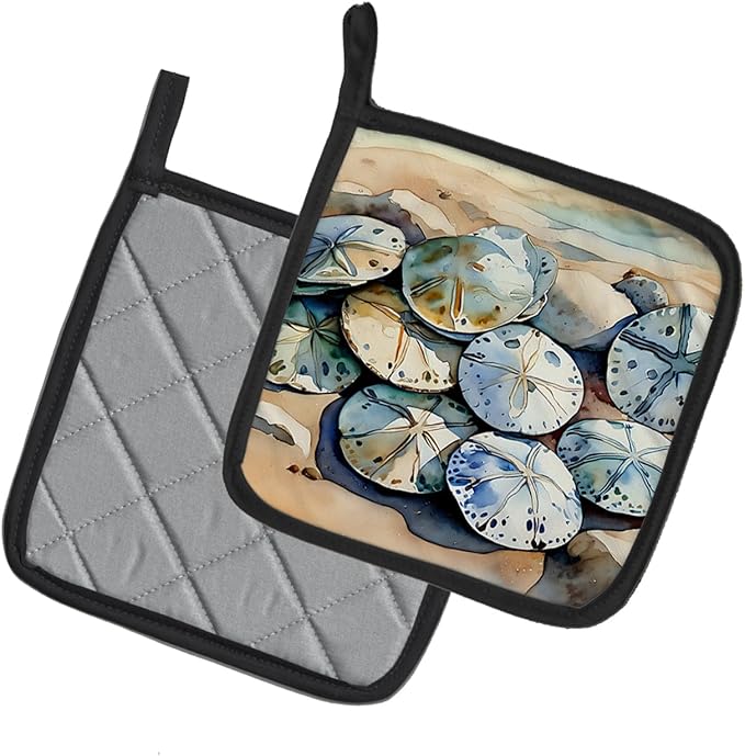 Caroline's Treasures Sand Dollars Pair of Pot Holders Kitchen Heat Resistant Pot Holders Sets Oven Hot Pads for Cooking Baking BBQ, 7 1/2 x 7 1/2