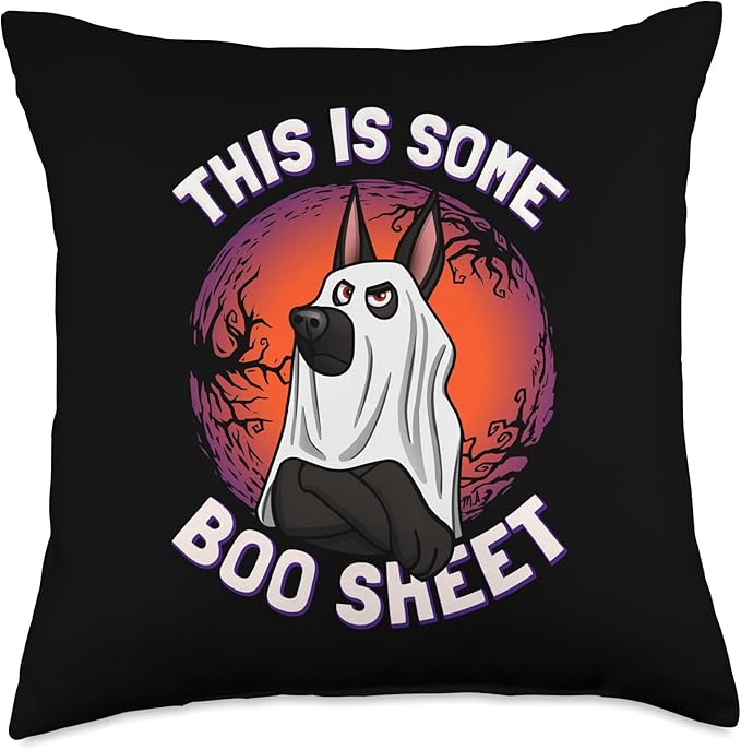 Boo Sheet Halloween Black German Shepherd Throw Pillow, 18x18, Multicolor