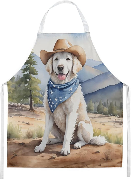 Caroline's Treasures Kuvasz Cowboy Welcome Apron Cooking Kitchen Server Baking Crafts Gardening for Adult Women Men, Unisex, Large, Multicolor