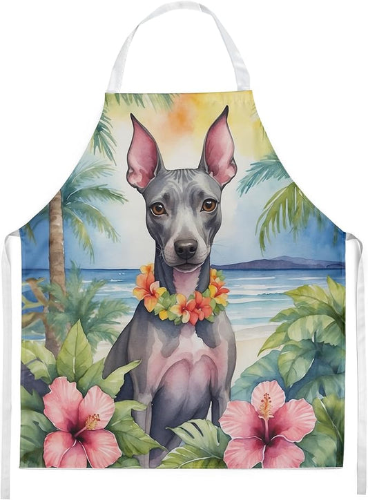 Caroline's Treasures American Hairless Terrier Luau Apron Cooking Kitchen Server Baking Crafts Gardening for Adult Women Men, Unisex, Large, Multicolor