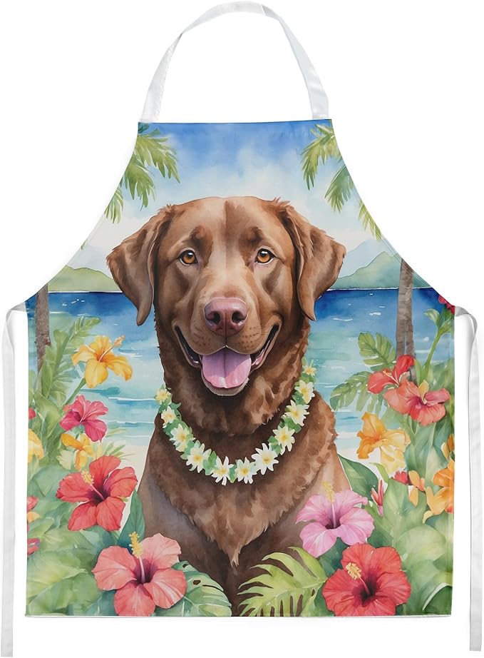 Caroline's Treasures Chesapeake Bay Retriever Luau Apron Cooking Kitchen Server Baking Crafts Gardening for Adult Women Men, Unisex, Large, Multicolor