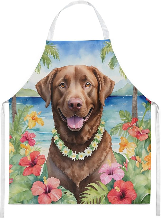 Caroline's Treasures Chesapeake Bay Retriever Luau Apron Cooking Kitchen Server Baking Crafts Gardening for Adult Women Men, Unisex, Large, Multicolor