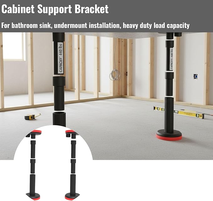 Adjustable Cabinet Support Bracket for Kitchen Sink and Bathroom Sink Installation with Heavy Duty Load Capacity