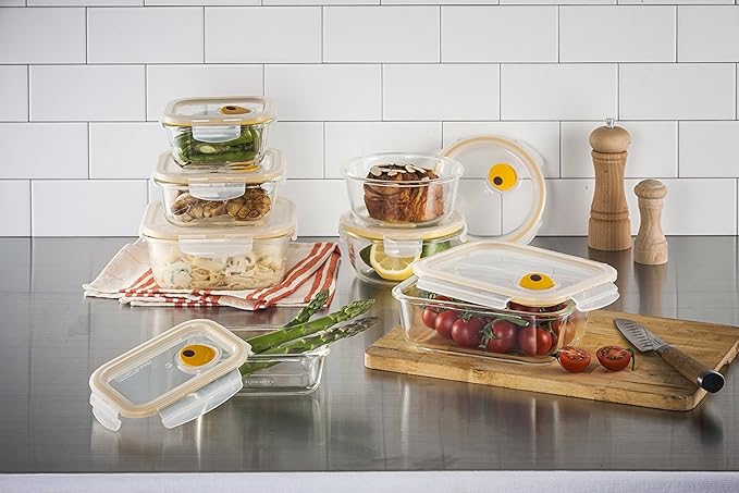 LOCK & LOCK Ovenglass Heat Resistant Glass Round Food Storage Container with Steam Vent, 32.12-oz / 4.02-cup